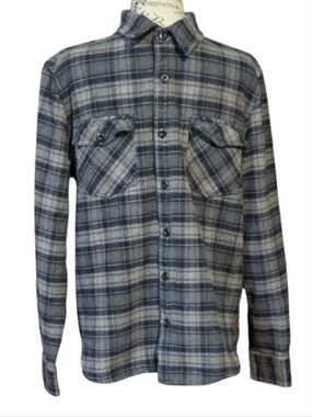 Roots Size S Men's Gray and Black Plaid Button-Up Shirt